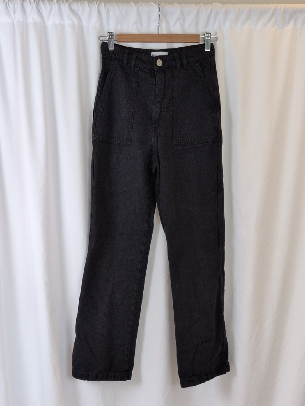Zara Black High-Rise Straight Leg Jeans - Size S